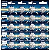 PHILIPS CR2450 Battery 20 Pack, CR 2450 3v Lithium Coin Cell Batteries, 10 Year Shelf Life, Long-Lasting 2450 Batteries for Car Key Fob, Medical Devices, MyQ Battery, Remote Controls.