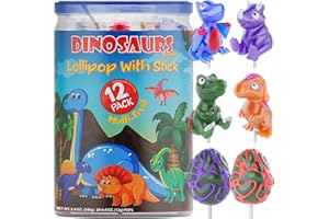 PRIMARY COLORS CANDY Dinosaur Lollipops 12pk- Dinosaur Candy For Dinosaur Party Favors - Dinosaur Suckers & Dino Candy - Dinosaur Shaped Candy For Dino Party Favors - Dinosaur Birthday Decorations - Dinosaur Snacks