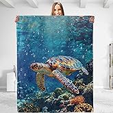 dhakalrlde for Plush Turtle Throw Blanket | Soft, Comfy, and Warm | Lightweight, Fuzzy, Anti-Pilling Flannel | Ideal for Couch, Bedroom, Travel, Living Room | Unique Gift 50in×60in