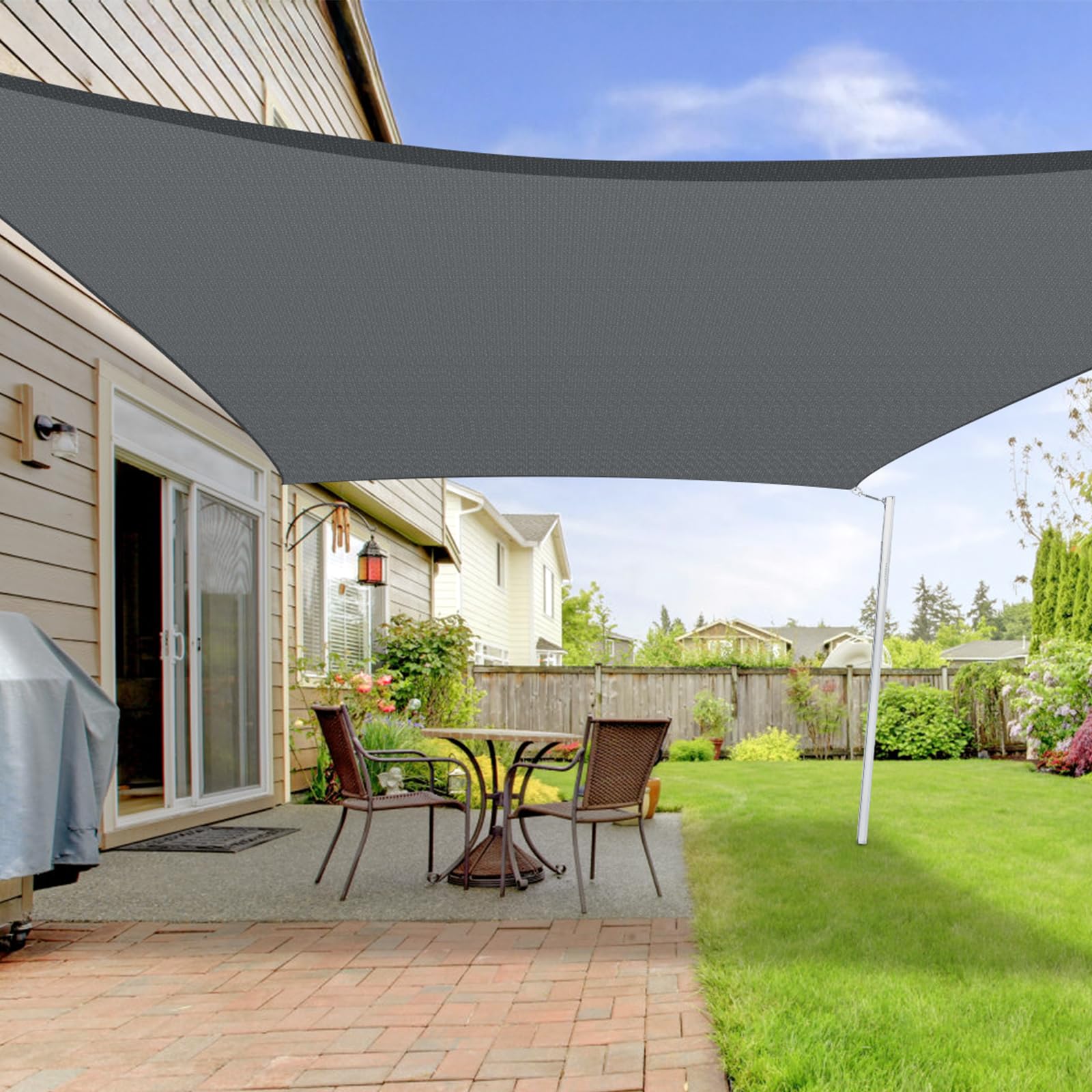 LOVE STORY Sun Shade Sail 2x2m Rectangle Shade Cover Anthracite Canopy with Hardware Kit - Curved Sunshade Cloth Awning,Permeable Shade Fabric(HDPE) 95% UV Protection for Outdoor Patio Porch Backyard