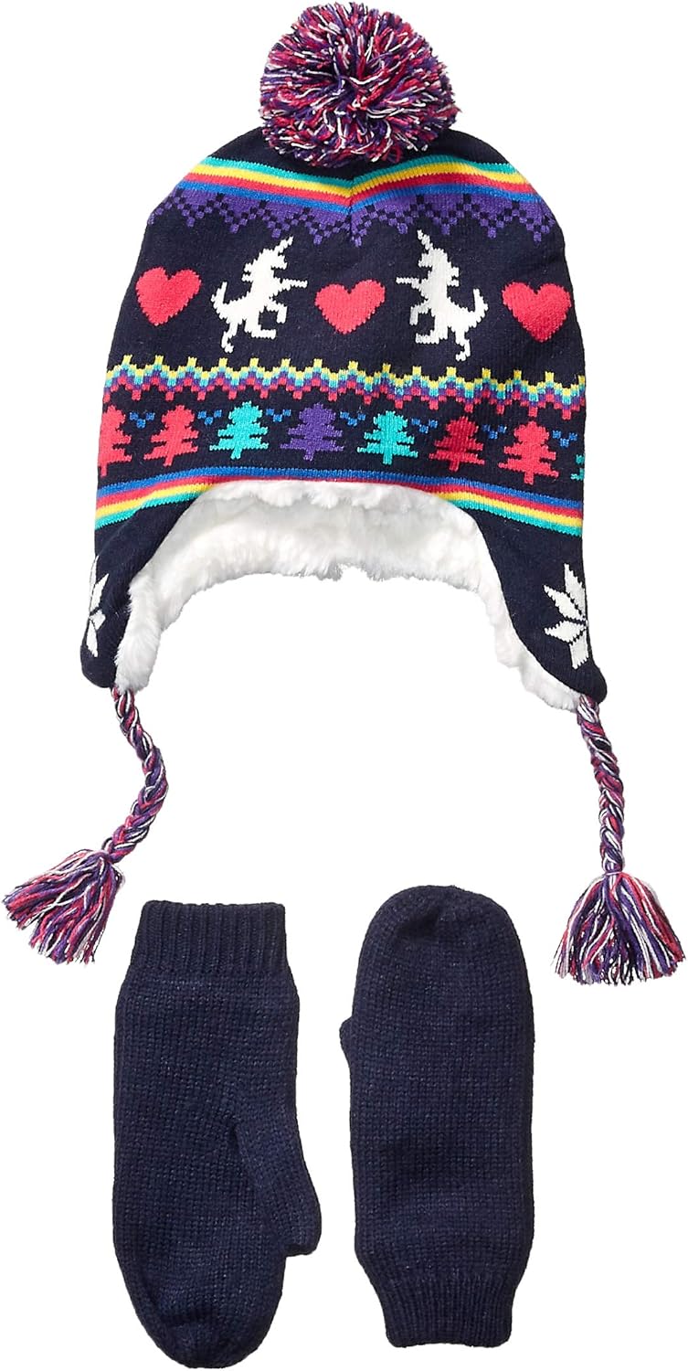  Brand - Spotted Zebra Girls Hat Scarf Mittens Gloves Cold Weather Accessories Sets: Clothing