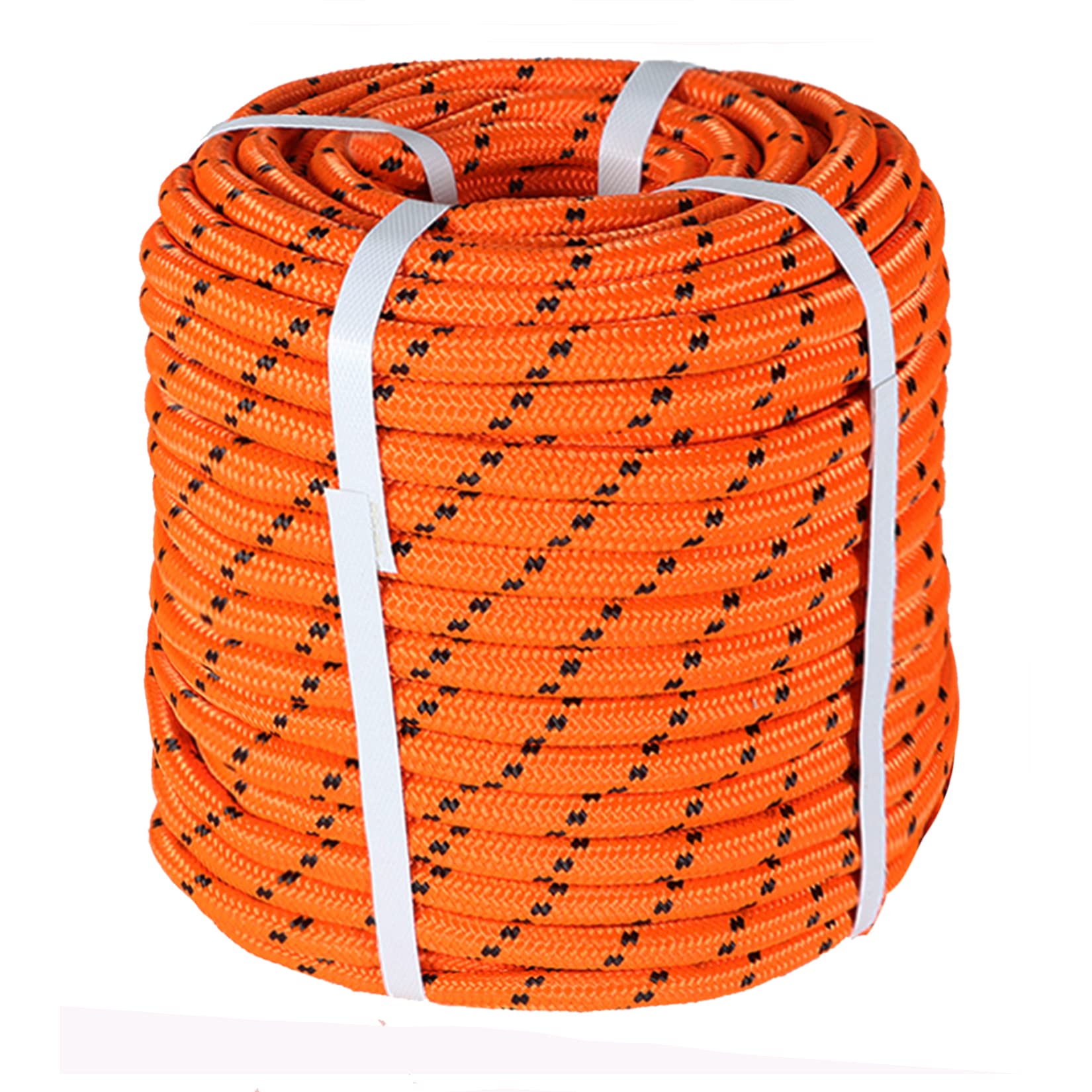 Photo 1 of 1/2 Inch Polyester Arborist Rope Double Braid Nylon Pulling Ropes Orange 200 Feet