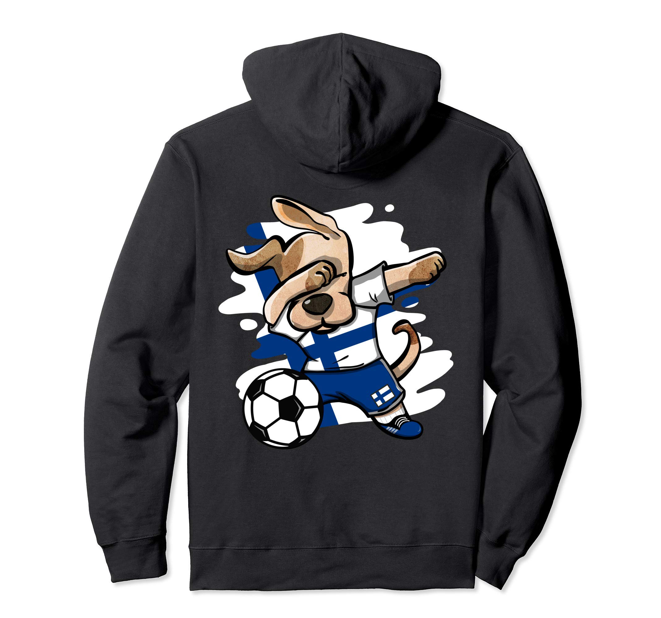 Dabbing Dog Finland Soccer Fans Jersey Finnish Flag Football Pullover Hoodie