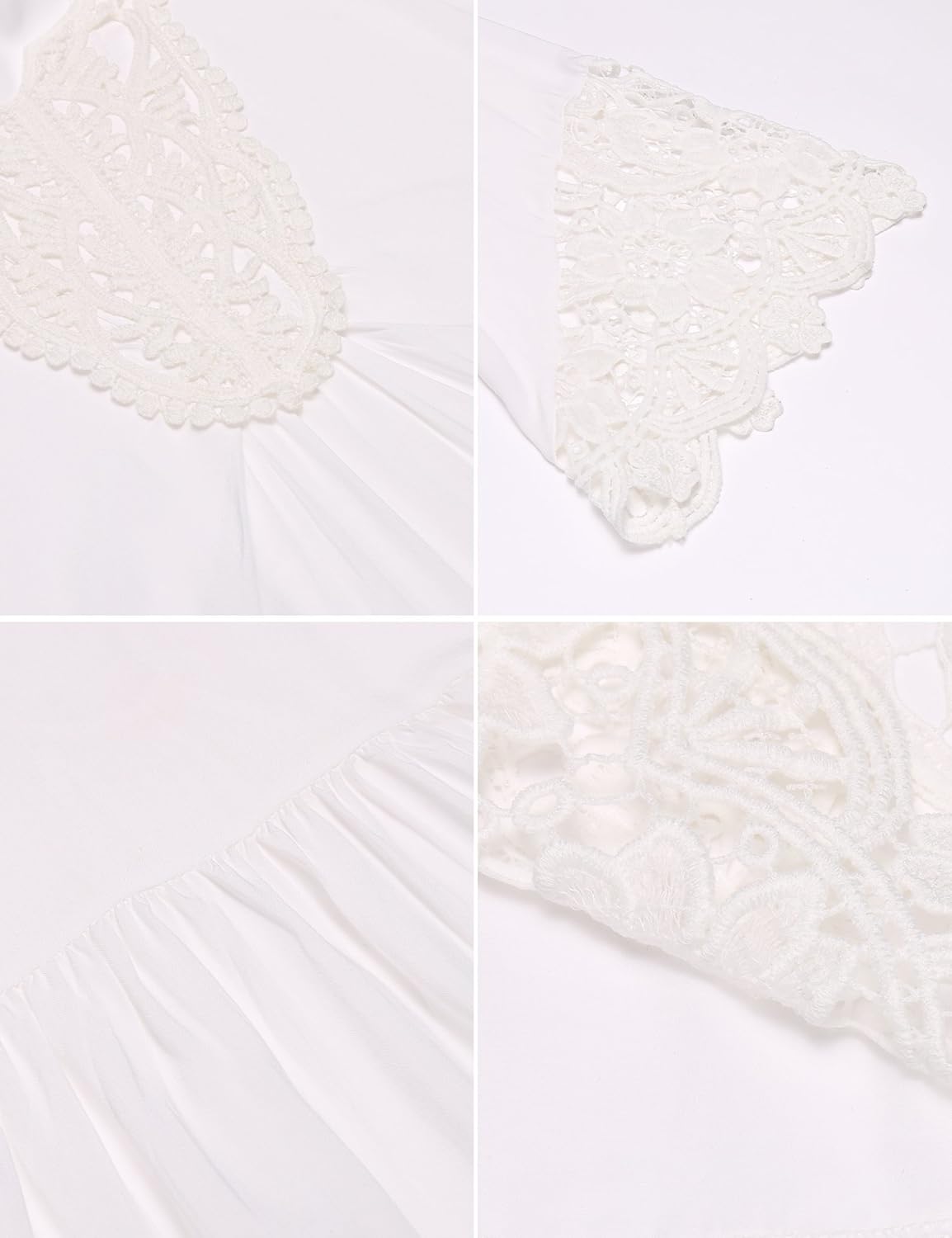 SoTeer Womens Casual V Neck Loose Top Flare Sleeve Lace Splice Blouse Shirt Tops S-XXL: Clothing