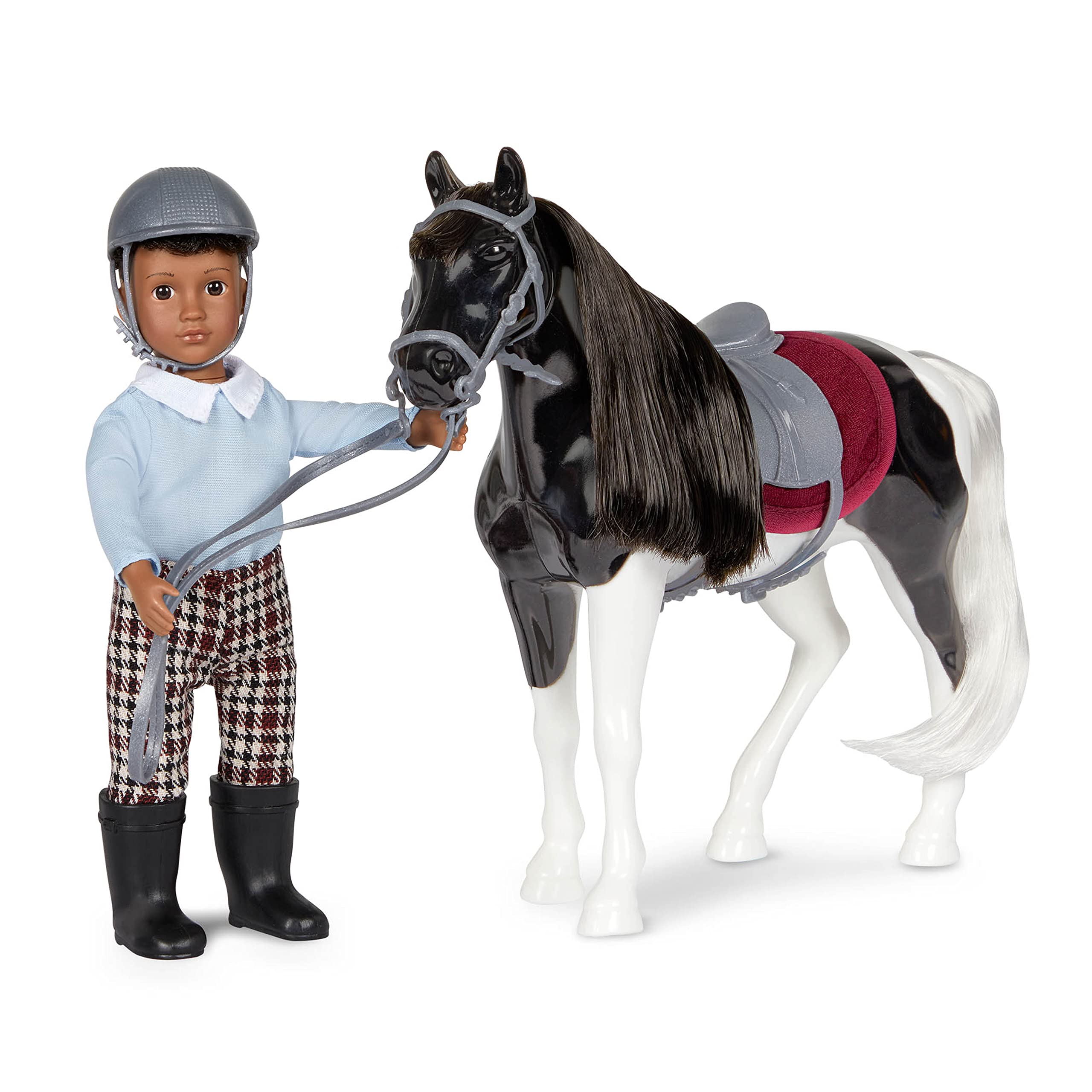 Lori – Mini Boy Doll & Toy Horse – 6-Inch Doll & Black Pinto Horse – Set with Clothes, Animal & Accessories – Playset for Kids – 3+ Years– Landon & Luna