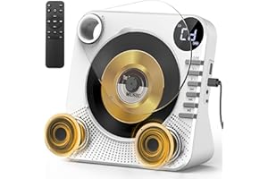 GREADIO Desktop CD Player Bluetooth with HiFi Dual Speaker, CD Player for Home with Remote Control,Dust Cover,LCD Display,Sleep Timer,EQ Sound,USB/AUX/3.5mm Earphone Jack for Home,Kids,Gift