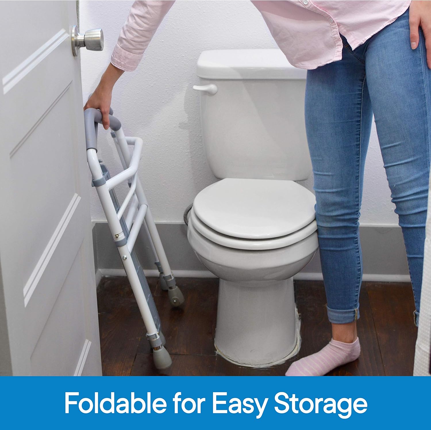 Toilet Safety Frame & Rail - Folding & Portable Bathroom Toilet Safety Rails - Handrail Toilet Bars with Adjustable Height (White): Kitchen & Dining
