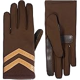 isotoner womens Water Repellent Shortie Spandex Touchscreen Gloves With Rib Knit Cuff