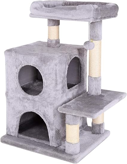 Dibea Kb00380 Arbre à Chat Arbre à Chat Gris Clair Hauteur 80 Cm