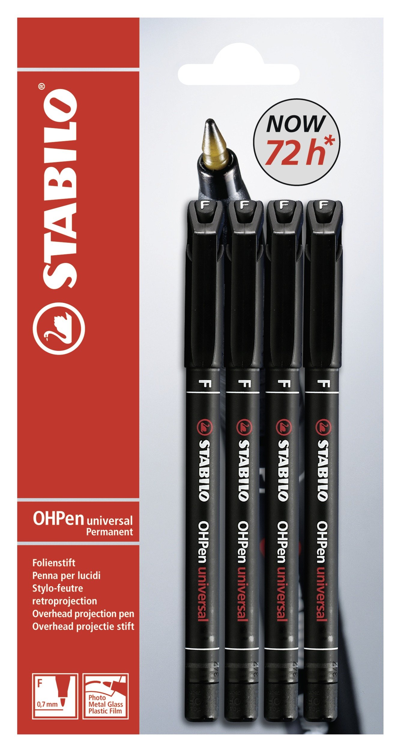 OHP Pen - STABILO OHPen Permanent - Fine - 4 pcs - Black