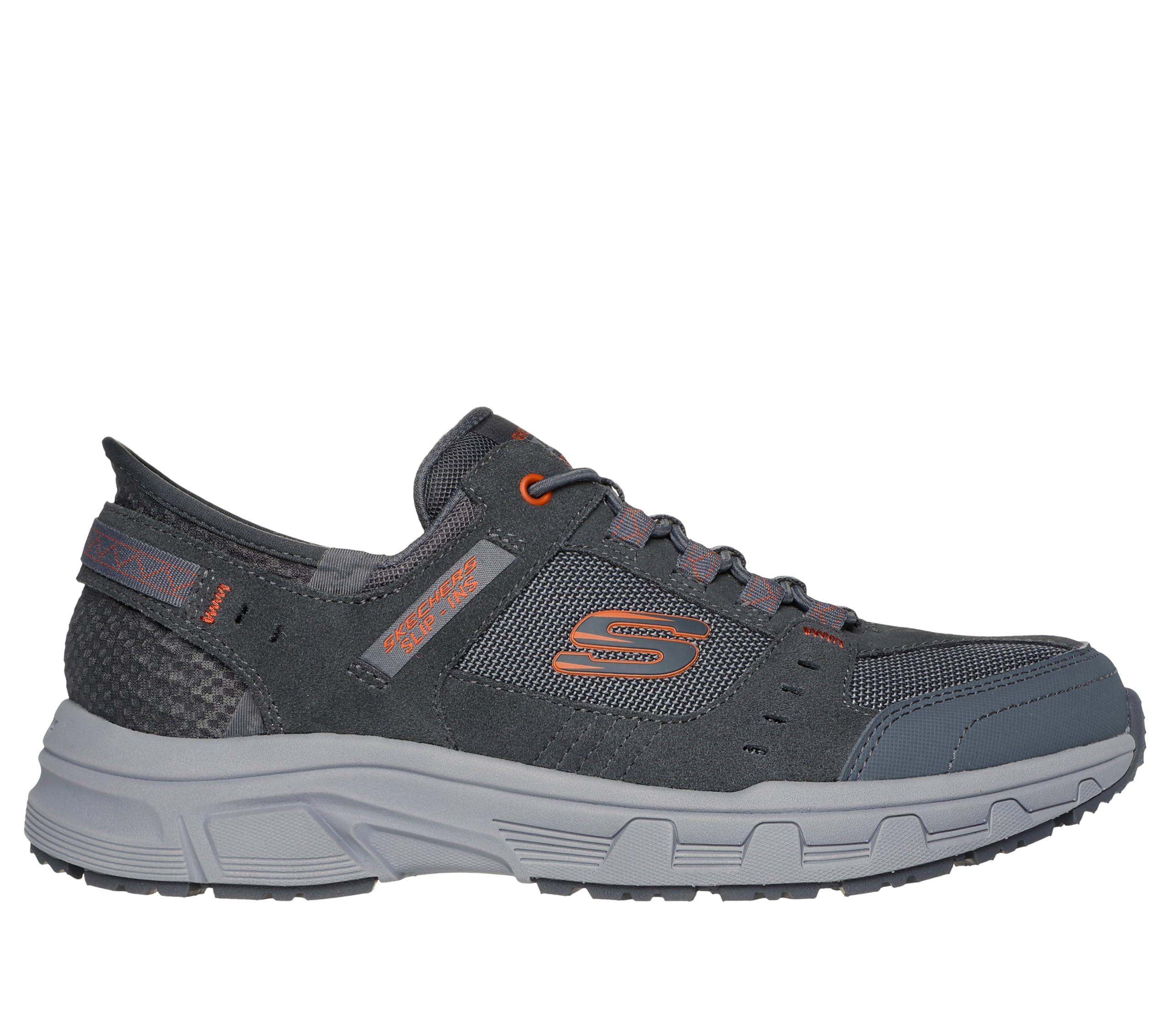 Condition photo showing New/Like New for skechers men's oak canyon consistent winne hands free slip-in sneaker,gray/orange,12