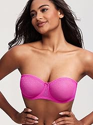 DOBREVA Women's Mesh Strapless Bra Sheer Unlined
