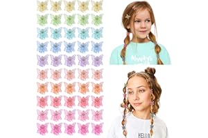 OAOLEER 50PCS Glitter Mini Butterfly Hair Clips for Girls,Sparkly Colorful Small Hair Claw for Kids, Beautiful Hair Accessori