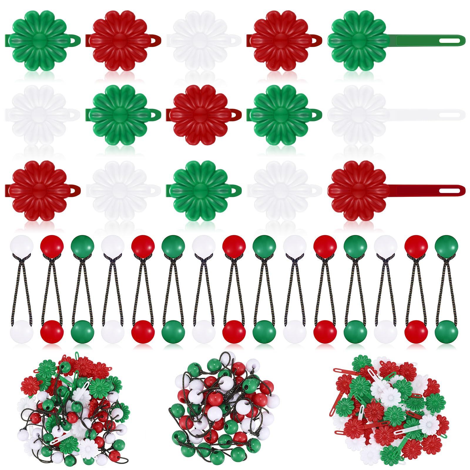 Photo 1 of 72 Pcs Hair Accessories Set - Self Hinged Barrettes, Hair Balls, Bow Flowers, Plastic Clips for Girls, Baby, Toddler (Red, Green, White)