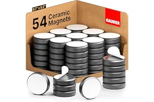 GAUDER Magnets for Magnetic Boards Self-Adhesive | Ceramic Industrial Magnets | for Crafts, Whiteboards and Fridges (54 pcs)