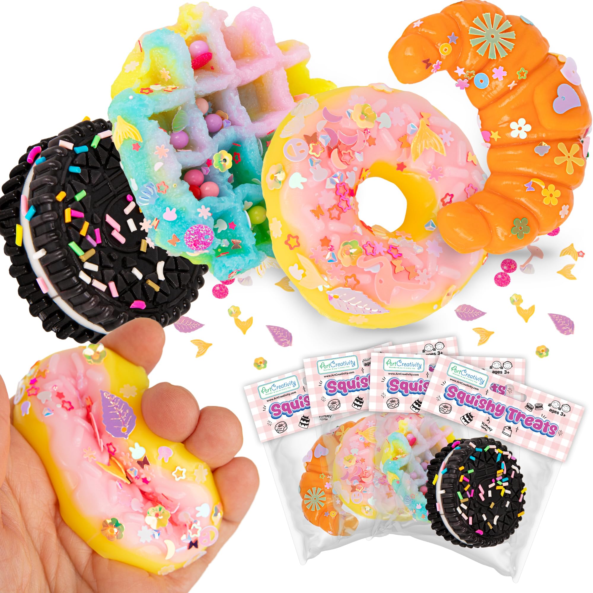 Photo 1 of ArtCreativity Squishy Treats Fidget Toys for Kids and Adults - Super Soft Squishy Dessert Include Sandwich Cookie, Donut, Croissant, and Waffle - Squeeze Toys for Stress Relief and Anxiety