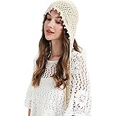 ZLYC Women Cotton Crochet Slouchy Beanie Hat with Tassel Handmade Knit Skull Cap