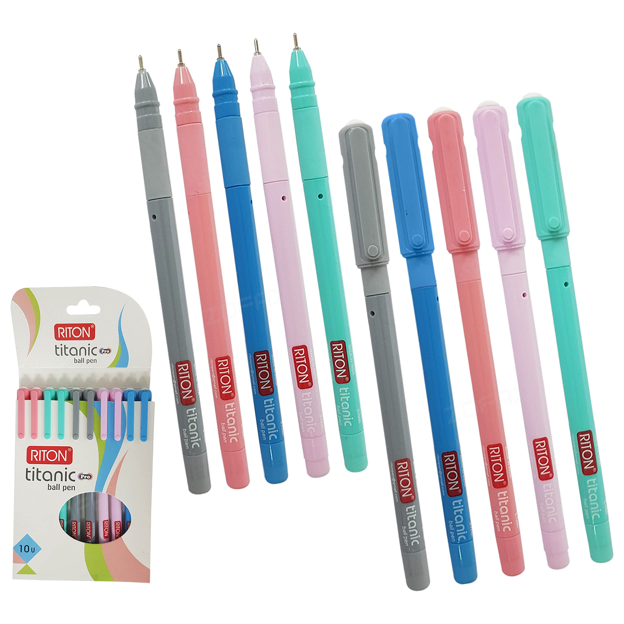 TitaPro Ballpoint Pens, BLUE, Fine Point (0.7mm), Pack of 20, Smooth Ball Pens, Perfect for School Office Home Every day Pens, iZOFAX Black Ball Pen