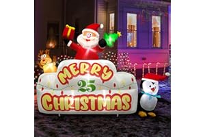 ANNZOE 8 FT Christmas Inflatables Outdoor Decorations, Santa Claus Moose Penguin Christmas Inflatable,Inflatable Christmas Yard Decorations with Built-in LED Lights (8 FT Santa Claus Moose Penguin)