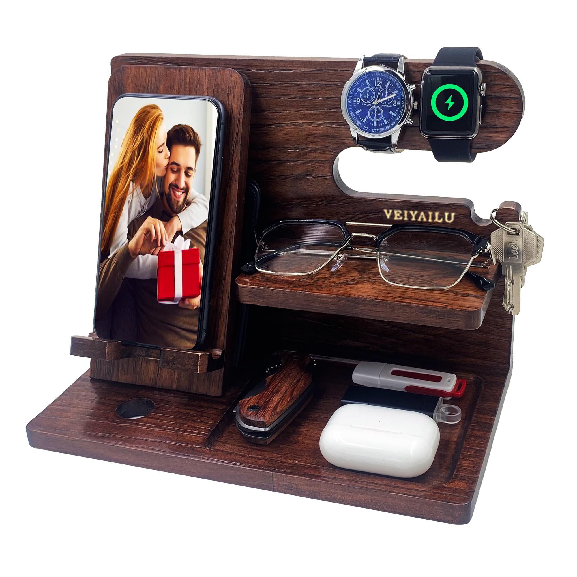 VEIYAILU Gifts for Men Women Brother Boss Boyfriend Him,Nightstand Organizer,Gifts for Dad from Daughter Son Gift Ideas for Mother