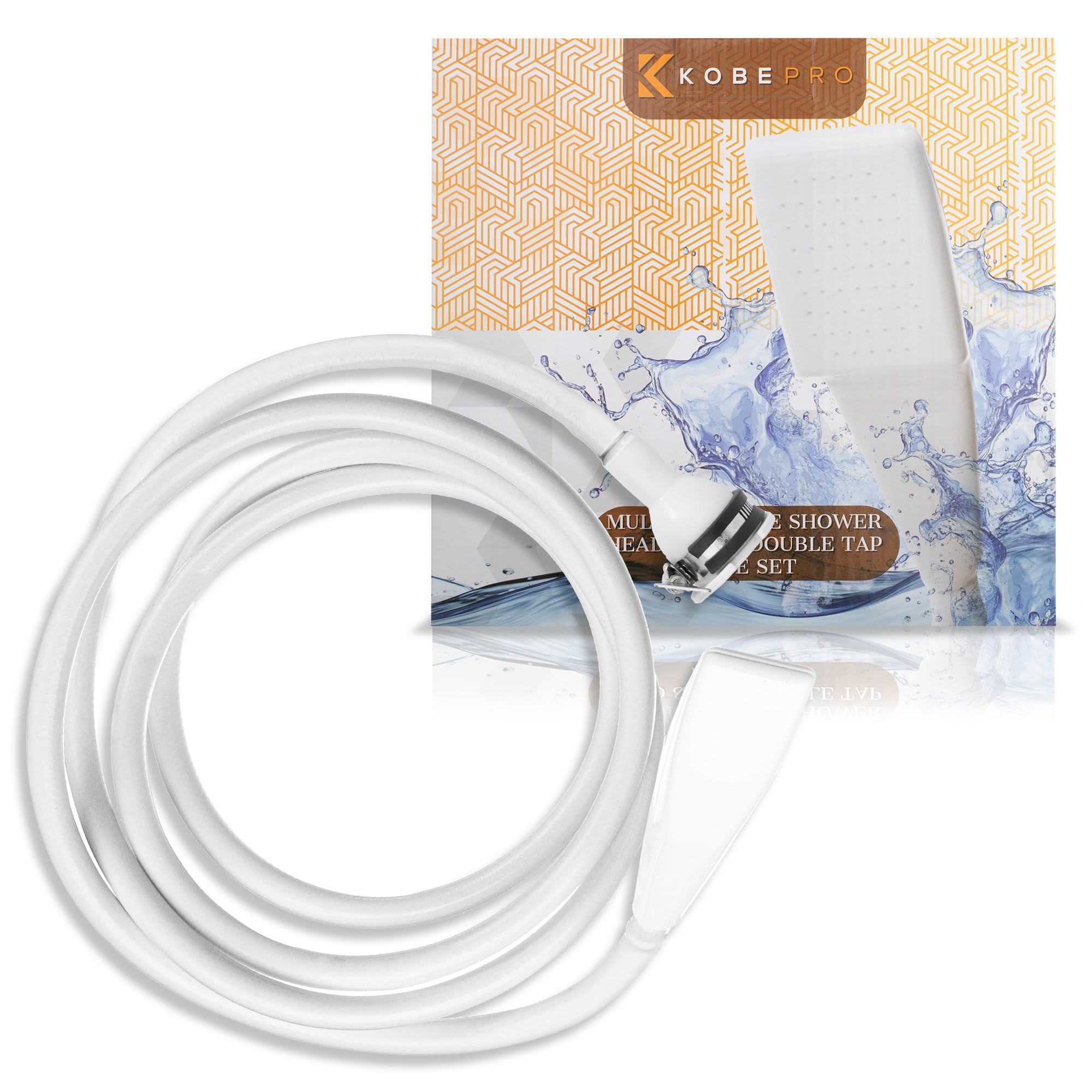 Kobe Professional Shower Head and Extra Long Hose Set for Bath Taps/Tap Shower Attachment - Secure Fit Clamp Included - Perfect Portable Shower/Portable Dog Shower - 3m Hose