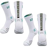 NABUHIWI 2-Pairs Basketball-Socks-for-Men Boys, Basketball Team Idol Lucky-Number All-Star MVP Sports-Socks for Child Adult