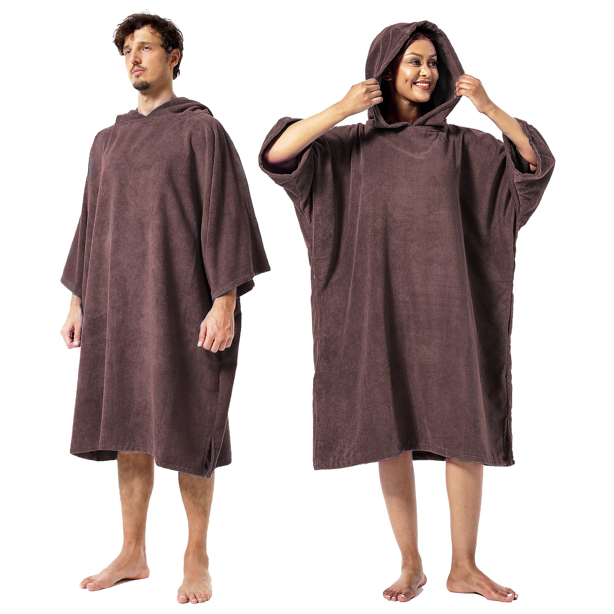 Winthome Changing Bath Robe, Surf Poncho Towel with hooded (M, Brown)
