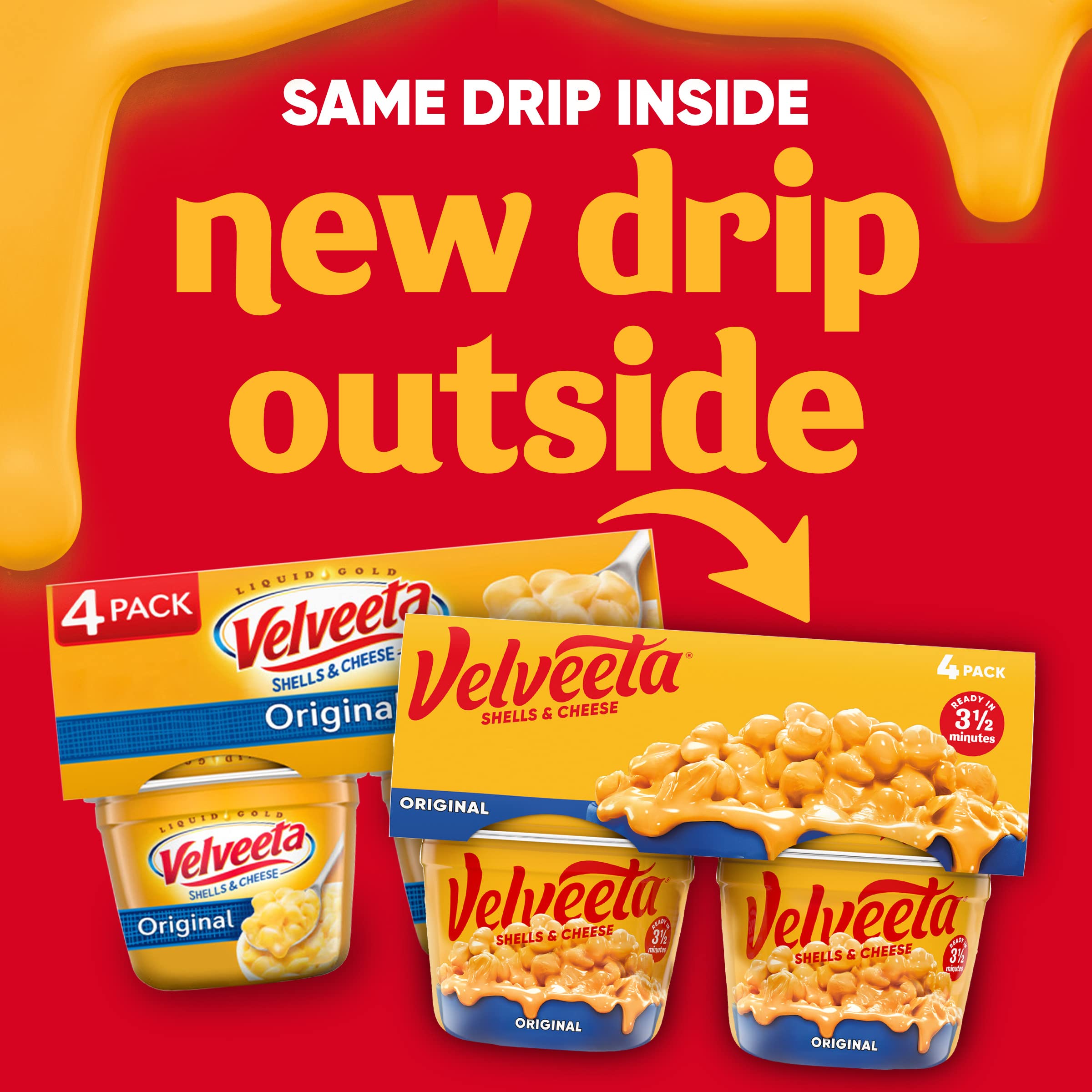 Velveeta Shells & Cheese Original Microwaveable Shell Pasta & Cheese Sauce, 4 ct Pack, 2.39 oz Cups