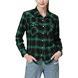 Snap Buttons Flannel Shirts for Women Long Sleeve Shirts for Women Plaid Women Shirts