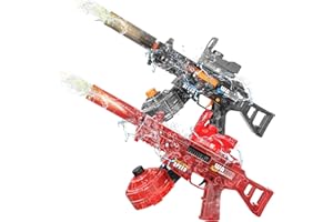 COXSTORY Electric Water Gun 2 Pack for Adults & Kids, 32FT Long Range Automatic Squirt Gun, LED Muzzle Flash & Recoil, 1200mAh Rechargeable, Splash-Resistant Summer Outdoor Beach Pool Party Toy Gift (Red&Gray)