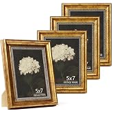 5x7 Picture Frames Set of 4 Vintage Bronze Gold for Tabletop &amp; Wall | 5 x 7 Picture Frames Photo Frames for Living Room, Bedroom, Office D&eacute;cor &amp; Wedding Gift