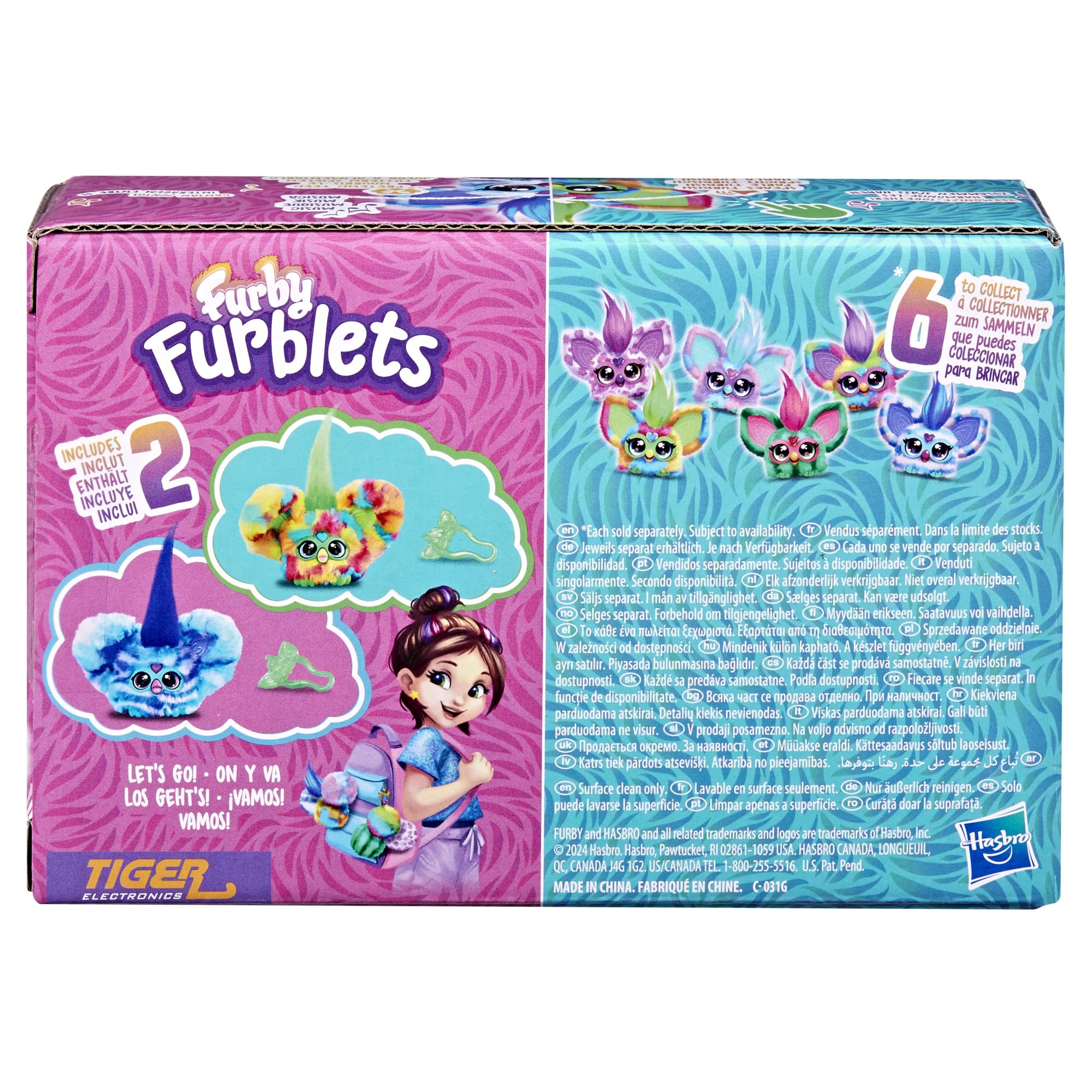 Furby Furblets 2-Pack, Mini Friends Pix-Elle & Ooh-Koo, 45+ Sounds Each, Music & Speaks Only Furbish, Electronic Plush Toys, Multicolor & Blue/White, Back to School Gifts, Ages 6+ (Amazon Exclusive)