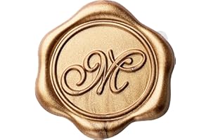 Yoption Initial Alphabet M Adhesive Wax Seal Stickers, 50 Pack Letter Envelope Seals, Self-Adhesive Gold Stickers for Wedding, Party, Birthday, Christmas (M)