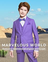 Marvelous World Boys Suits Lavender Slim Fit Size 7