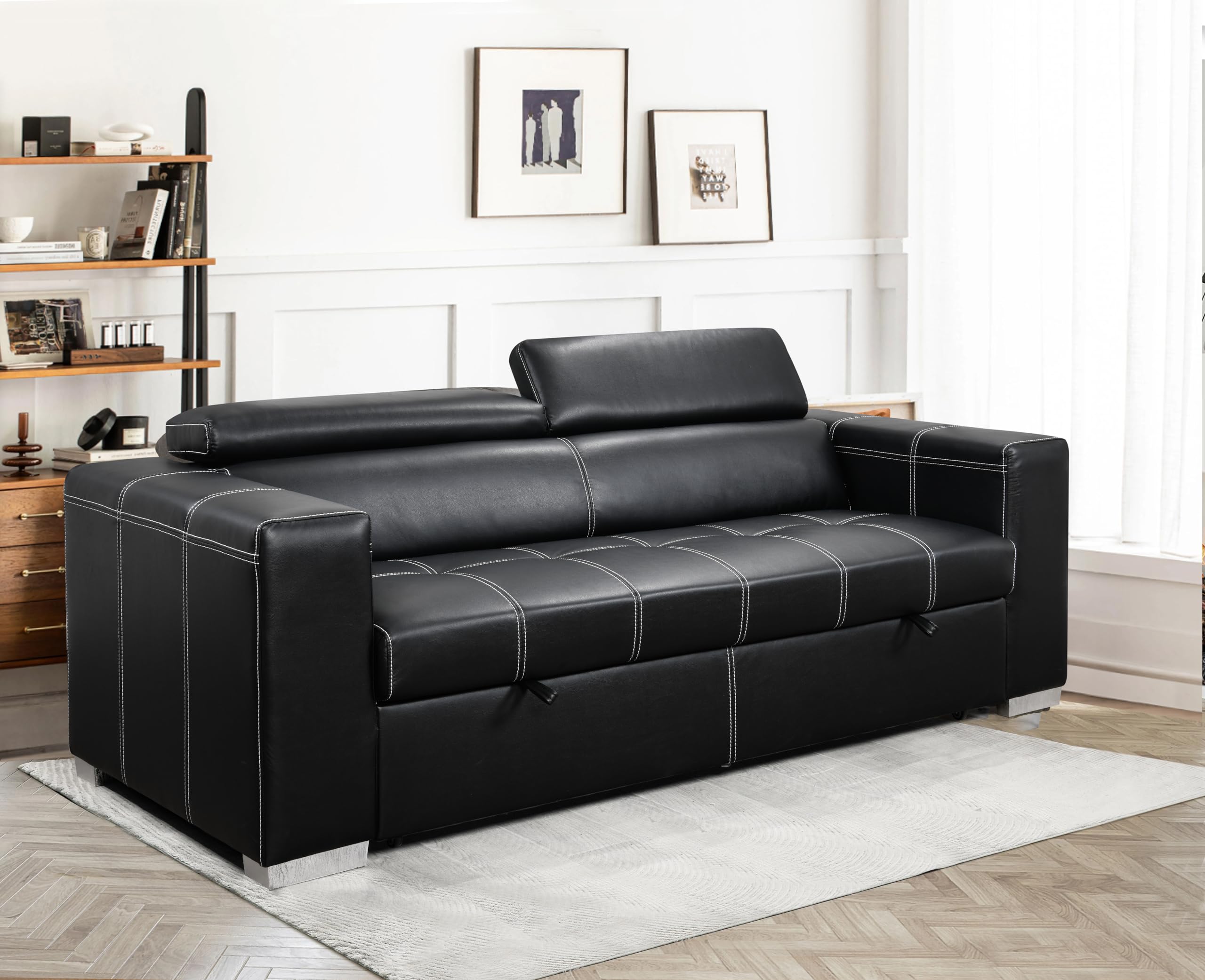 ERYE 88" W Oversized Loveseat Sofa Couch Cum Daybed, Classic 3 Seater ...