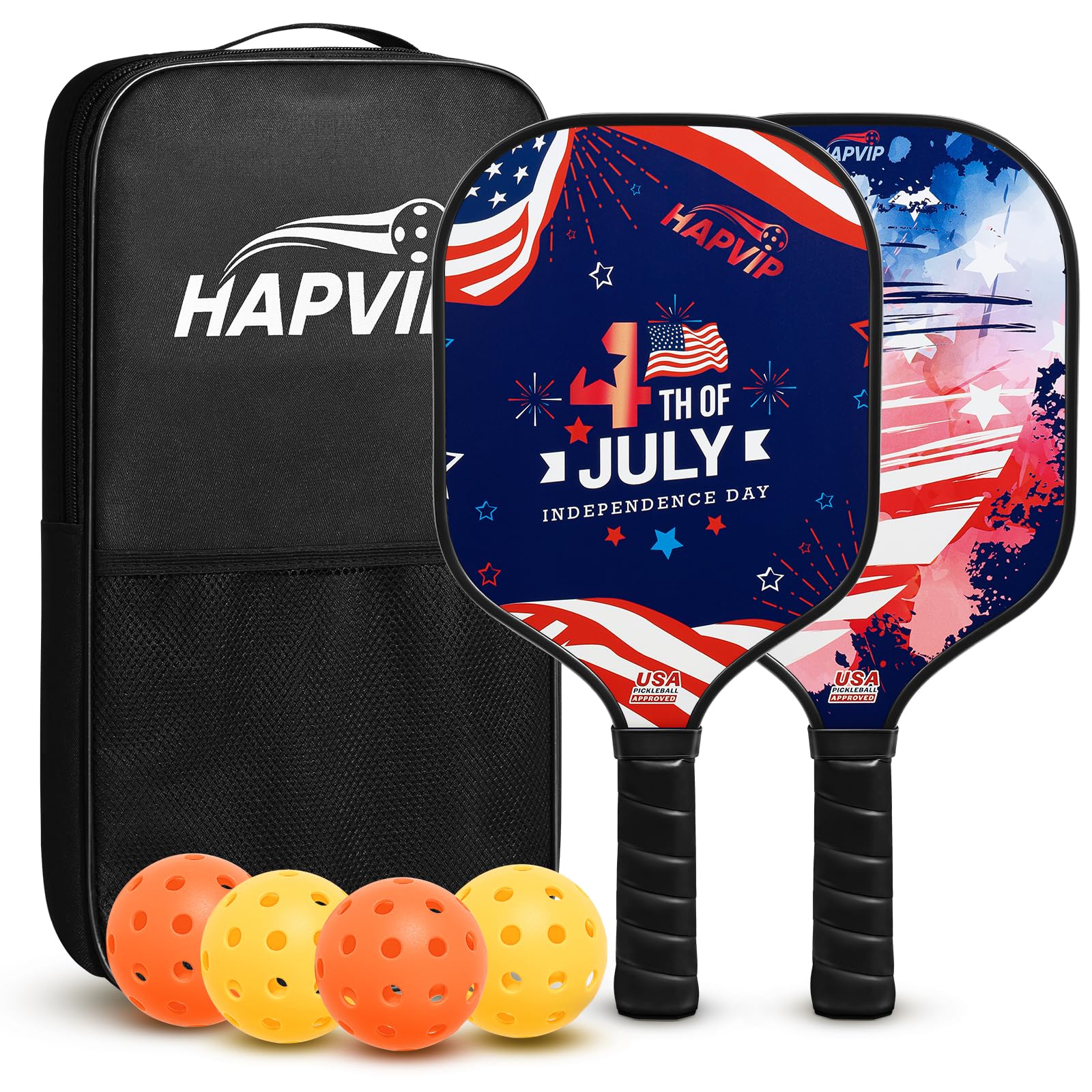 Photo 1 of ***Factory seal***
HAPVIP Pickleball Paddles Set of 2,Fiberglass Surface Pickleball Racket with Honeycomb Core,Set Includes 2 Pickleball Rackets,4 Balls,1 Bag,for Men Women Beginners(American Flag)