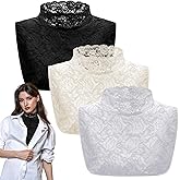 Cutecrop 3 Pcs Lace Collar for Women Lace False Collar Detachable Fake Collars for Blouse Hoodie Sweater Coat Cleavage Cover up