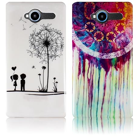 ZTE Blade L3 - 2x SET TRAUMFÄNGER + PUSTEBLUME Silikon Schutz-Hülle weiche Tasche Cover Case Bumper Etui Flip smartphone hand