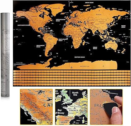 Carte Du Monde à Gratter Format Voyage Avec Tube Cadeau Pour Salle De Classe Bureau Maison Cadeau Idéal Pour Les Voyageurs Aventuriers