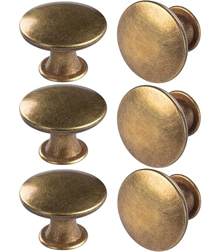Cosmas 4950BB 10-Pack Brushed Brass Round Mushroom Cabinet Knob – 1-1/4" Diameter, 1" Projection, With Mounting Screws Included