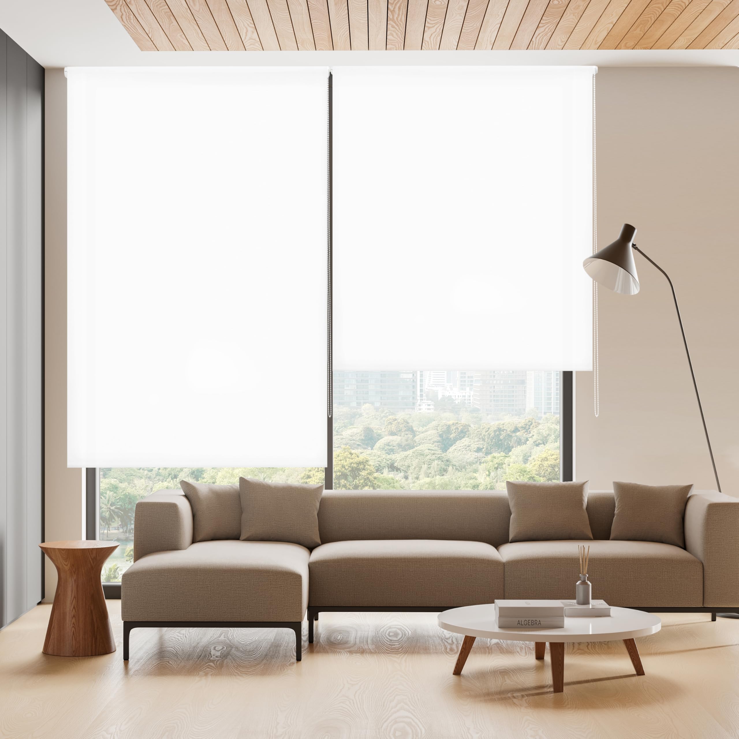 Blindecor Ara Translucent Smooth Roller Blind, White, 90 x 175 cm, Manual