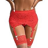 Lace Garter Belt for Women High Waisted Suspender Belt with 4 Vintage Strap Garter Belts for Thigh High Stockings XS-4XL