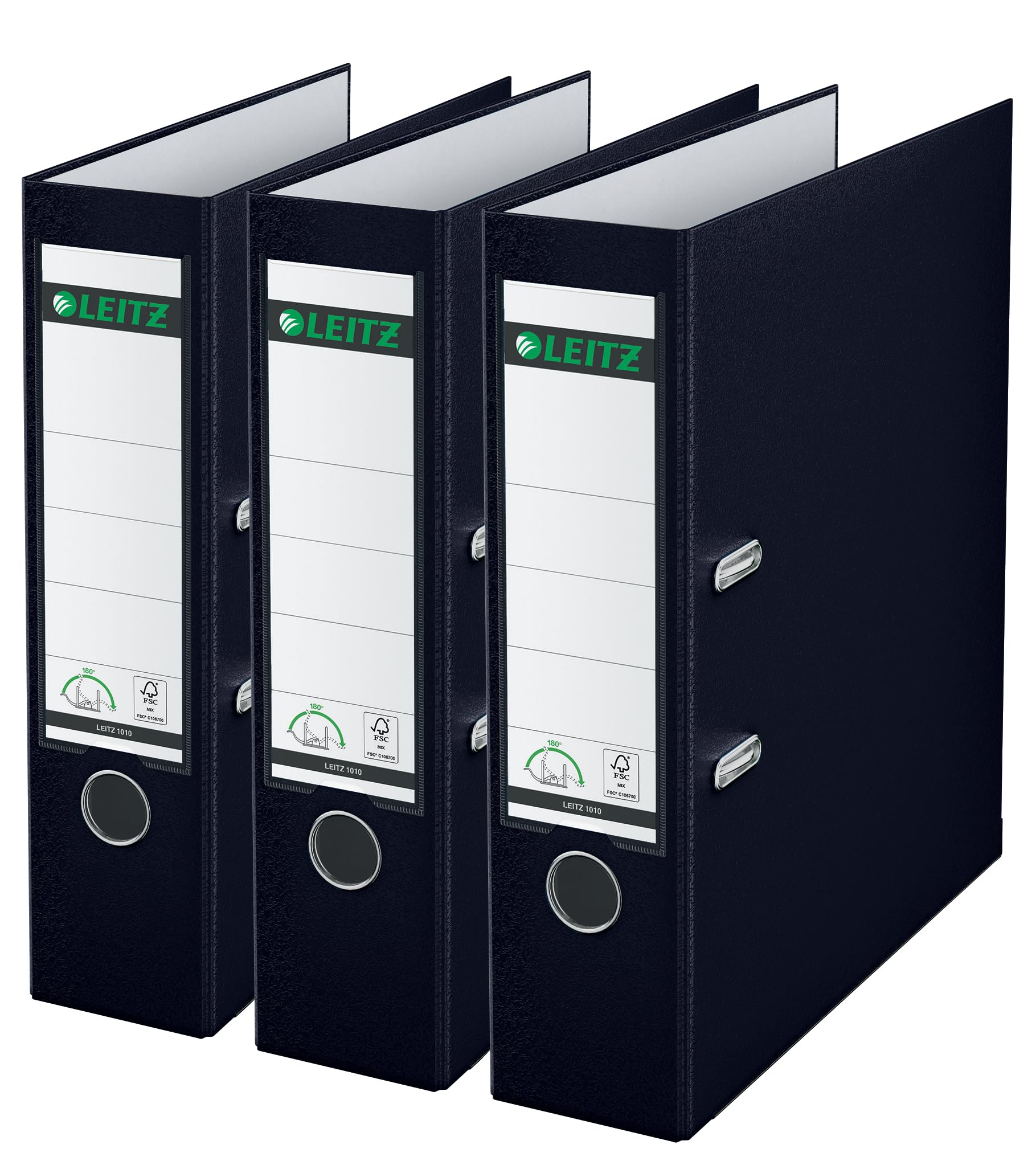 Leitz Lever Arch File, Black, Plastic, A4, 80 mm spine, Pack 3, 310335195 — image 1