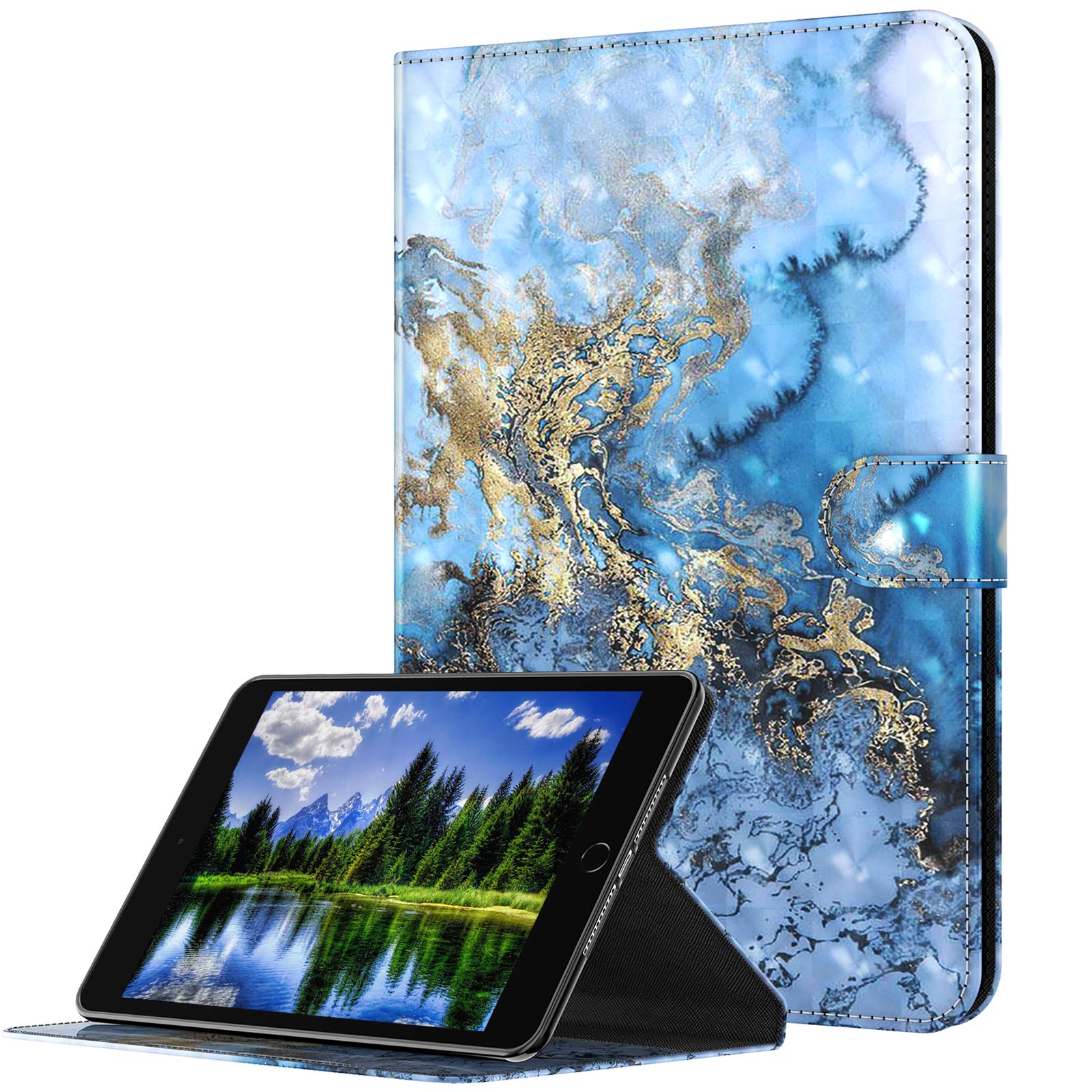 GLANDOTU Case for Lenovo Tab M10/ P10 TB-605L/ X605F/ X705F 10.1 inch Tablet Case Flip Wallet PU Leather Cover with Magnetic Button Standing Funstion Full Body Protective Phone Cases - Marbling
