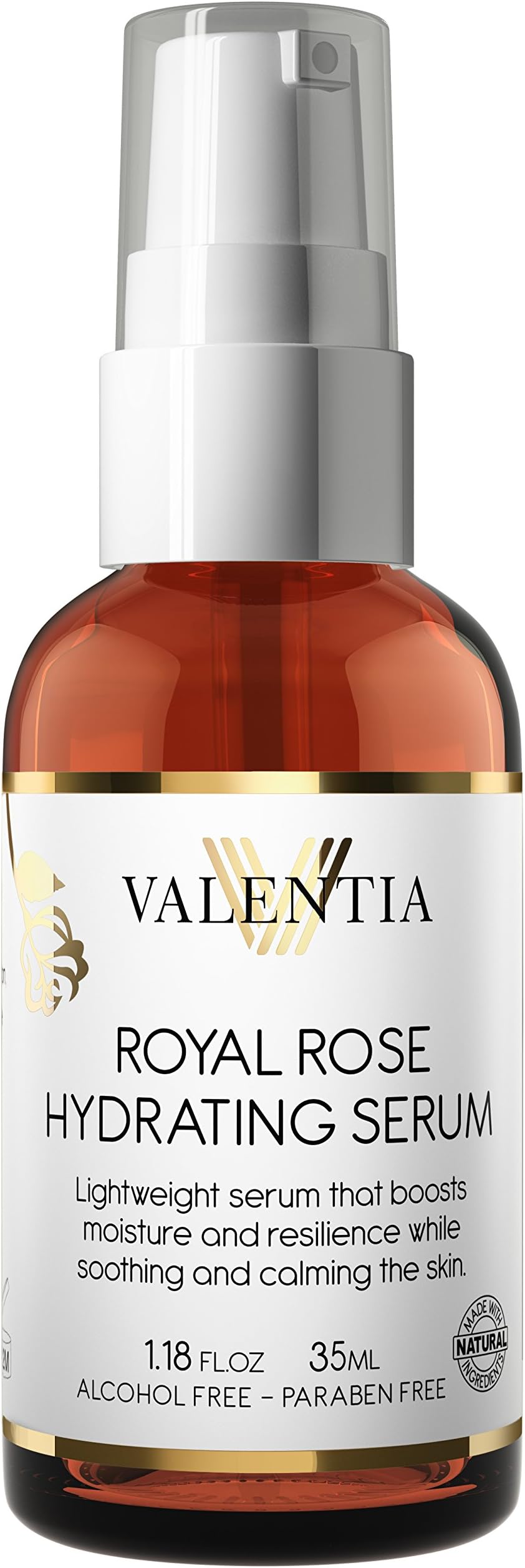 Royal Rose Hydrating Serum - For Sensitive Skin - Includes Rosa Damascena, Organic Rosehip Oil, Niacinamide (Vit B), Evening Primrose, Bearberry, and Lavender - 1.18 Oz