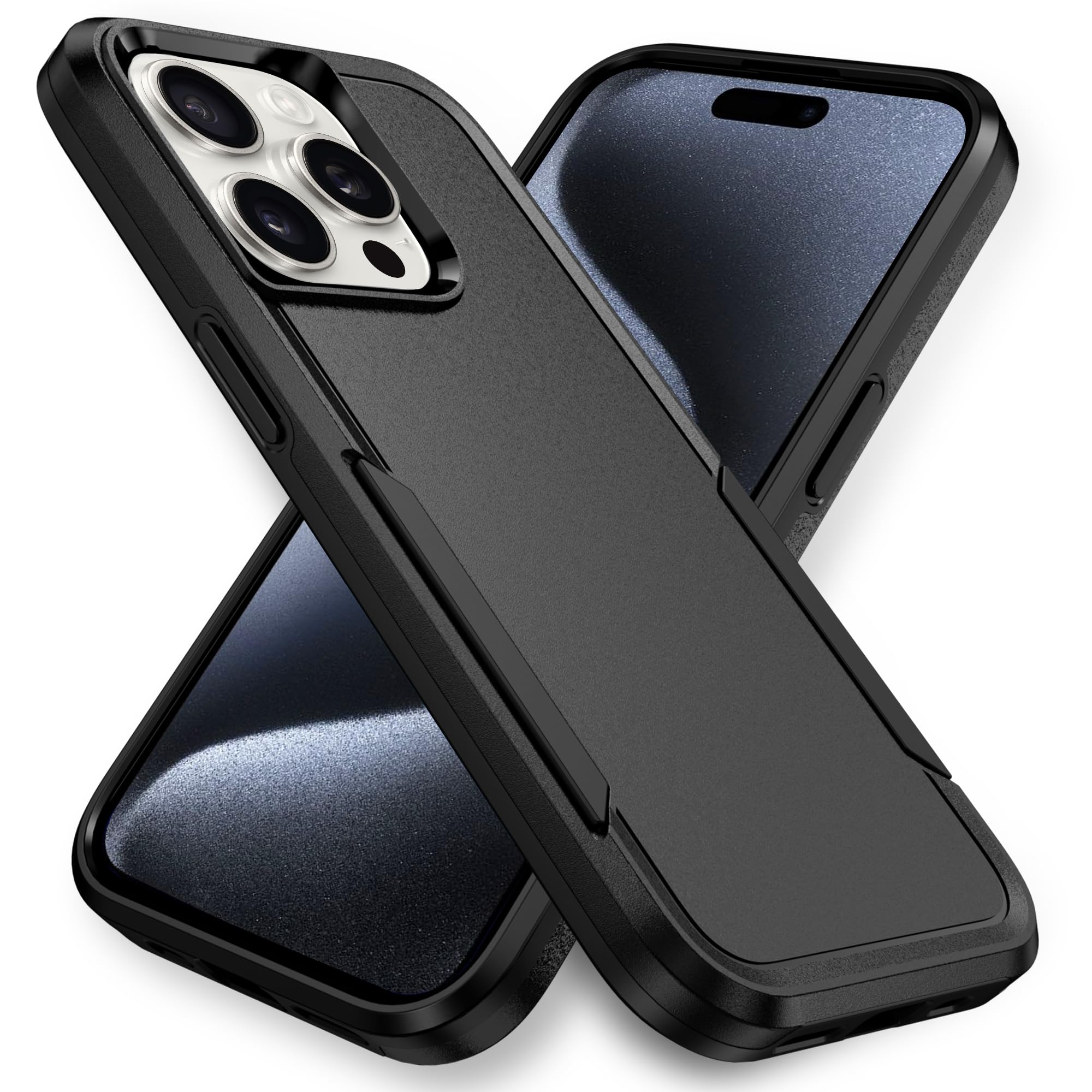 Hsefo Designed for iPhone 15 Pro Max Case, Heavy Duty Protection Shockproof Dropproof Dustproof Anti-Scratch Phone Case Cover Protective Case, Black