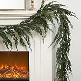 Daifunli 1 PCS 6 ft Christmas Cypress Cedar Garland - Artificial Real Touch Pine Needles Holiday Garland for Mantel Table Stairs - Winter Seasonal Indoor & Outdoor Decoration