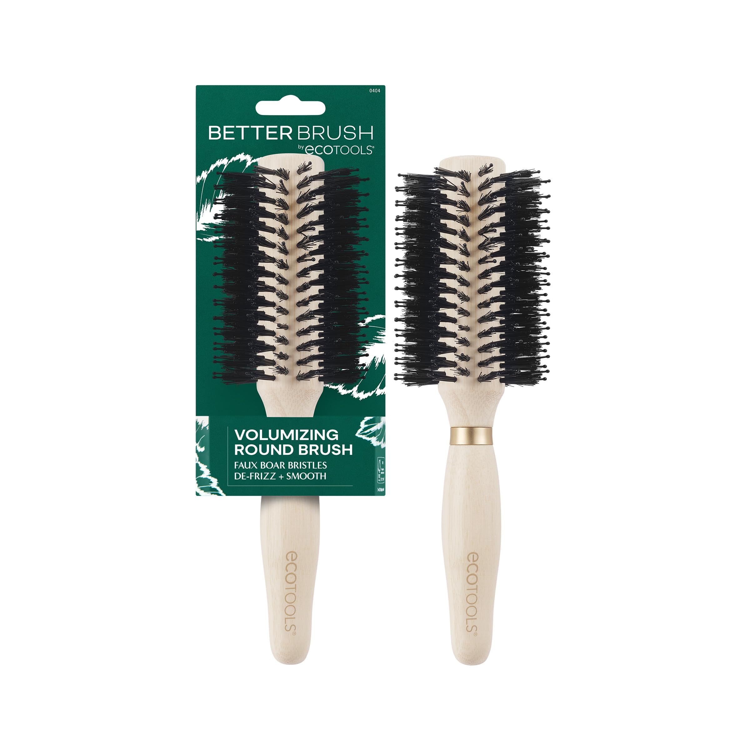 Photo 1 of EcoTools Volumizing Round Hairbrush, Achieve Full Blow Out, Heat Resistant For Easy Blow Drying, Vegan Bristles Tame Frizz & Smooth Hair, Made With Renewable Bamboo, Cruelty-Free, 1 Count