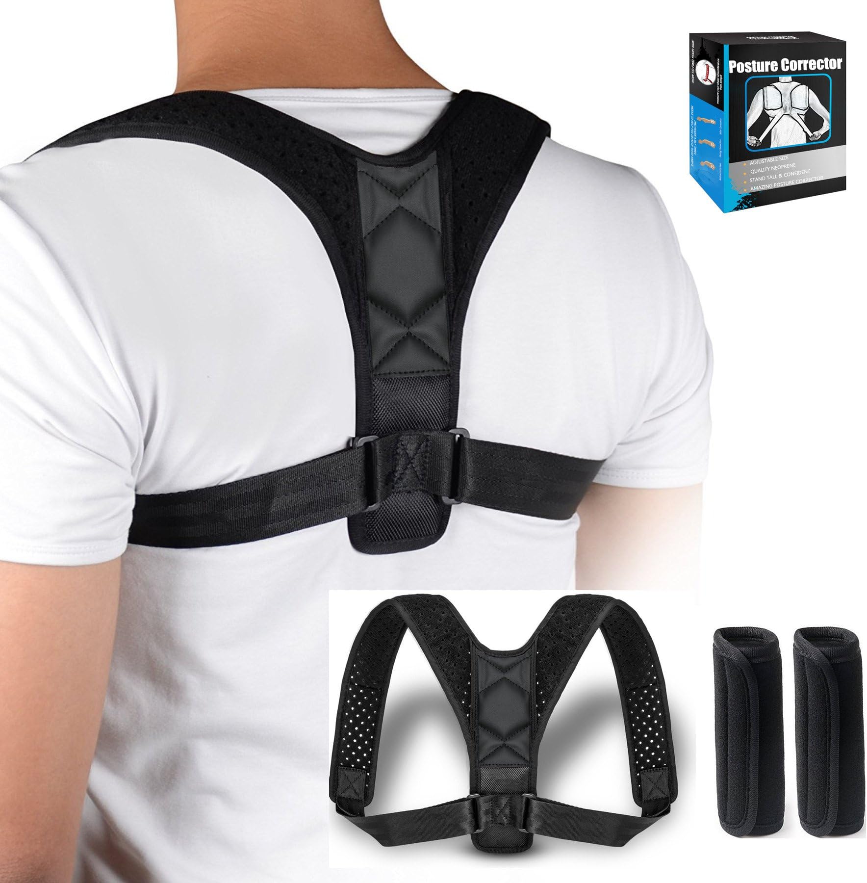 GUANYI Posture Corrector Adjustable-Breathable Spinal Support-Upper Back And Clavicle Durable Posture Support -Back, Shoulder, and Neck Pain Relief- Posture Trainer,Exercise Bands