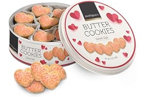 Mattigan's Pink Heart Butter Cookies Danish Style Cookie, 12 Oz Tin, Gourmet Gifts, Holidays, Birthday, Special Occasions, Assorted Cookie Dessert Sweets, Reusable Metal Tin